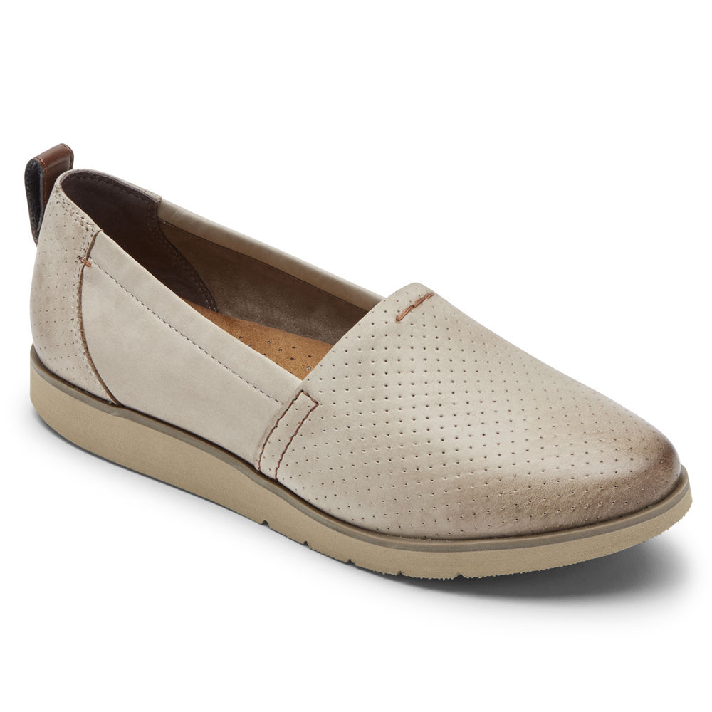 Rockport Womens Cobb Hill Laci - Slip-On Beige - YWI074395